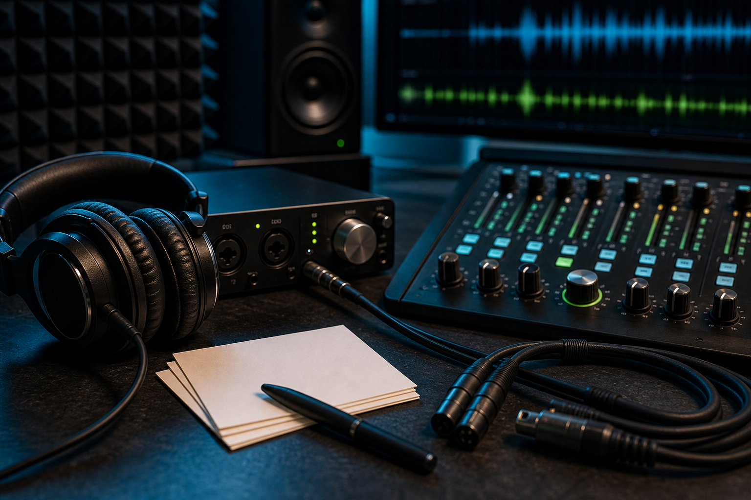 Dettaglio di strumentazione e patch dello studio audio