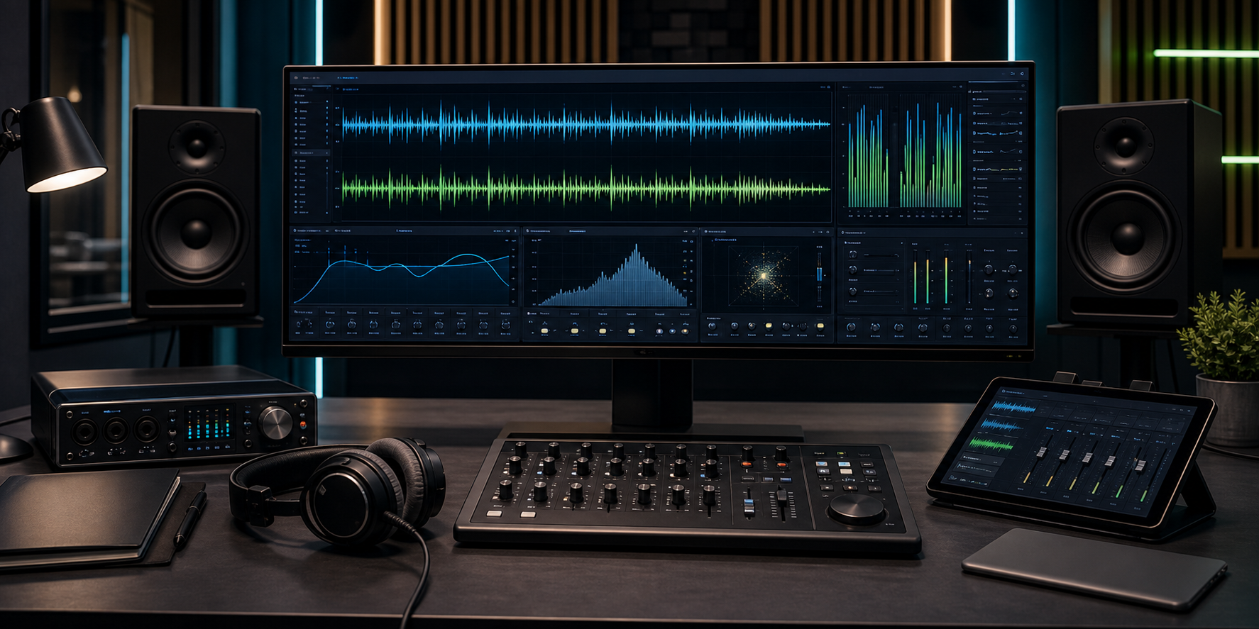 Sala di registrazione e console audio dello studio Audio Recording a Padova